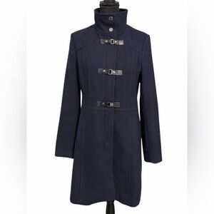 Kenneth Cole New York Dark Blue Wool Trench Coat